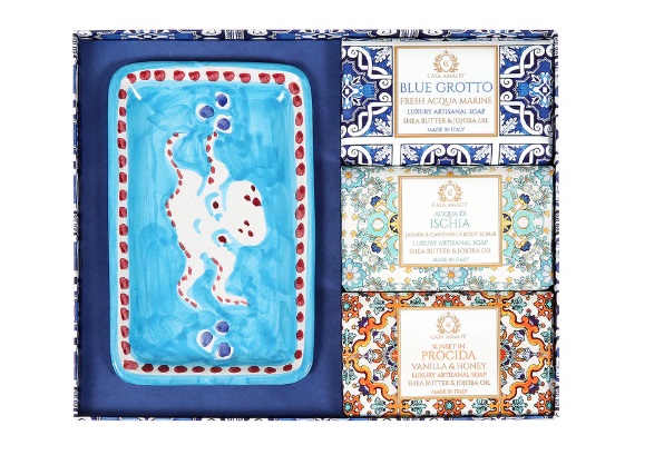 Box 3 saponi Blue maiolica - Made in Italy - CasAmalfi